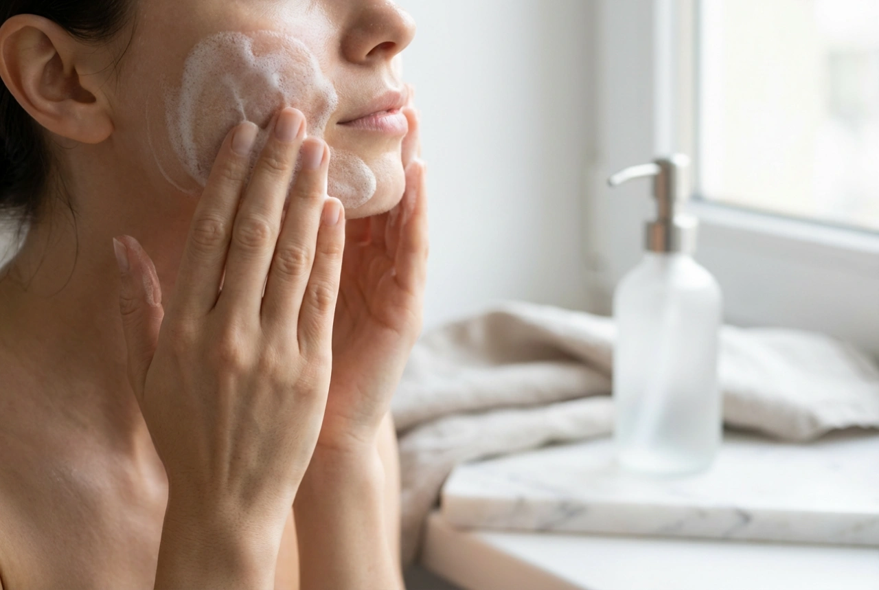 Facial Cleansing Gel: Optimal Lathering, Massage, and Rinsing