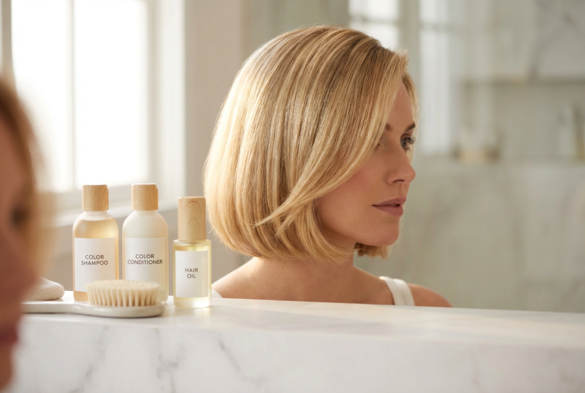 Short Blonde Hair: Styling with Colour Protection and Shine