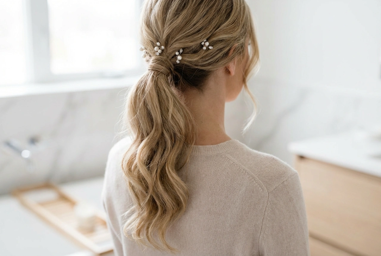 The Ponytail for a Wedding: An Elegant Look with Waves and Accessories