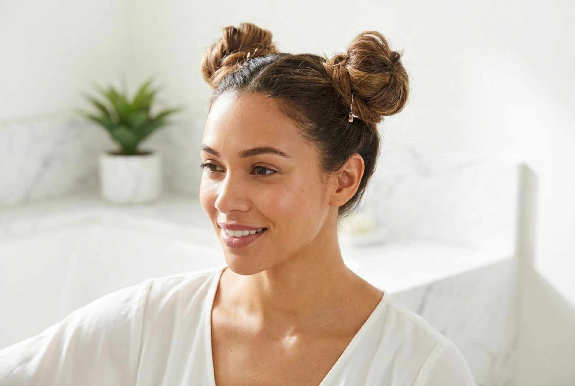 Double Buns Step-by-Step: A Playful Hairstyle for Day and Night