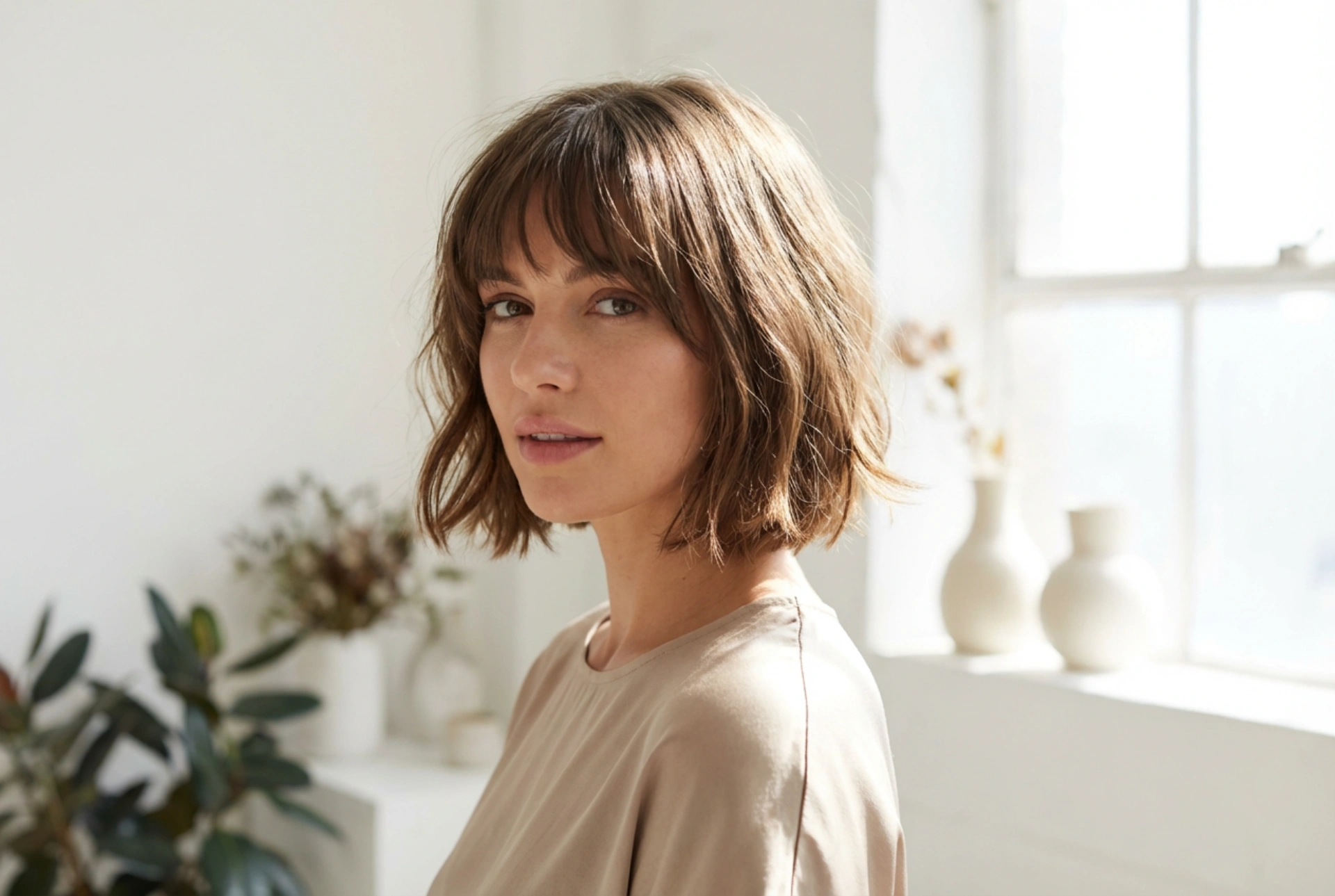 Best with a Fringe: Medium-Short Hairstyles with Volume and Shape
