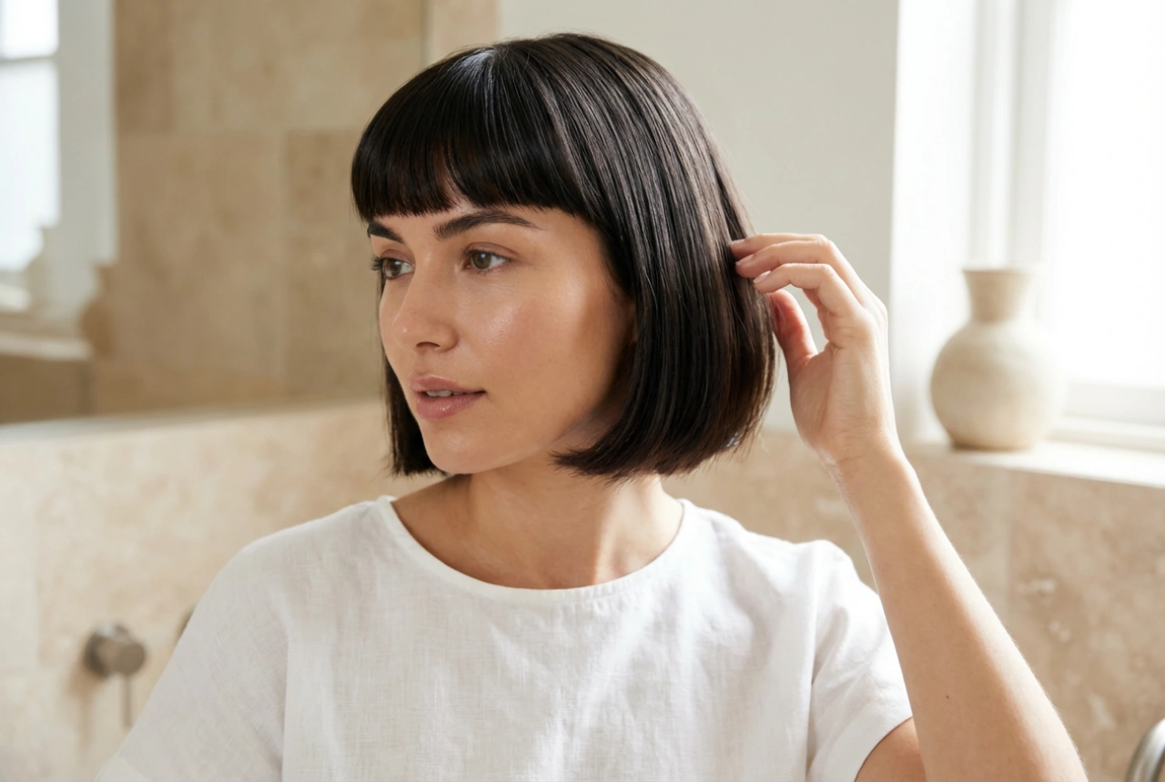 Short bangs: daily styling and regrowth control