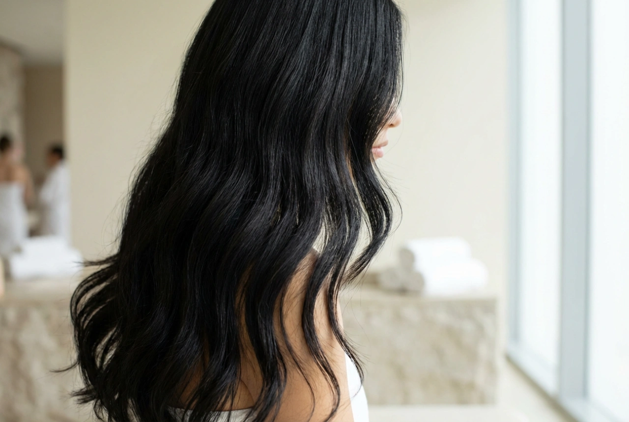 Styling and Lightness: Long Black Hair Without the Helmet Effect