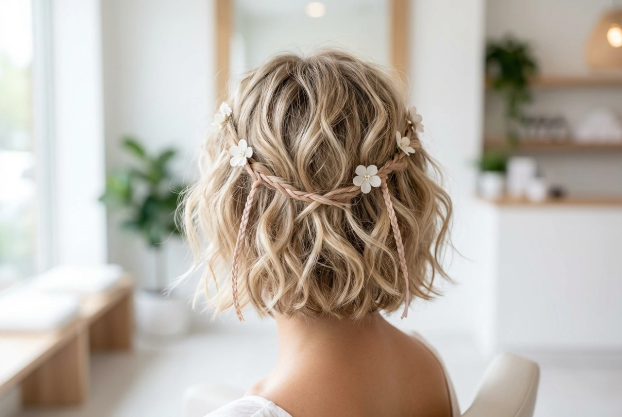 Boho Hairstyle for Short Hair: Loose Texture, Waves, and Adornments