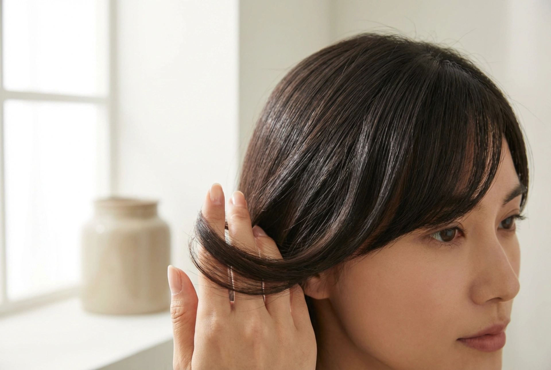 Women's Hairstyle with Side-Swept Bangs: Blow-Drying with a Brush and Styling