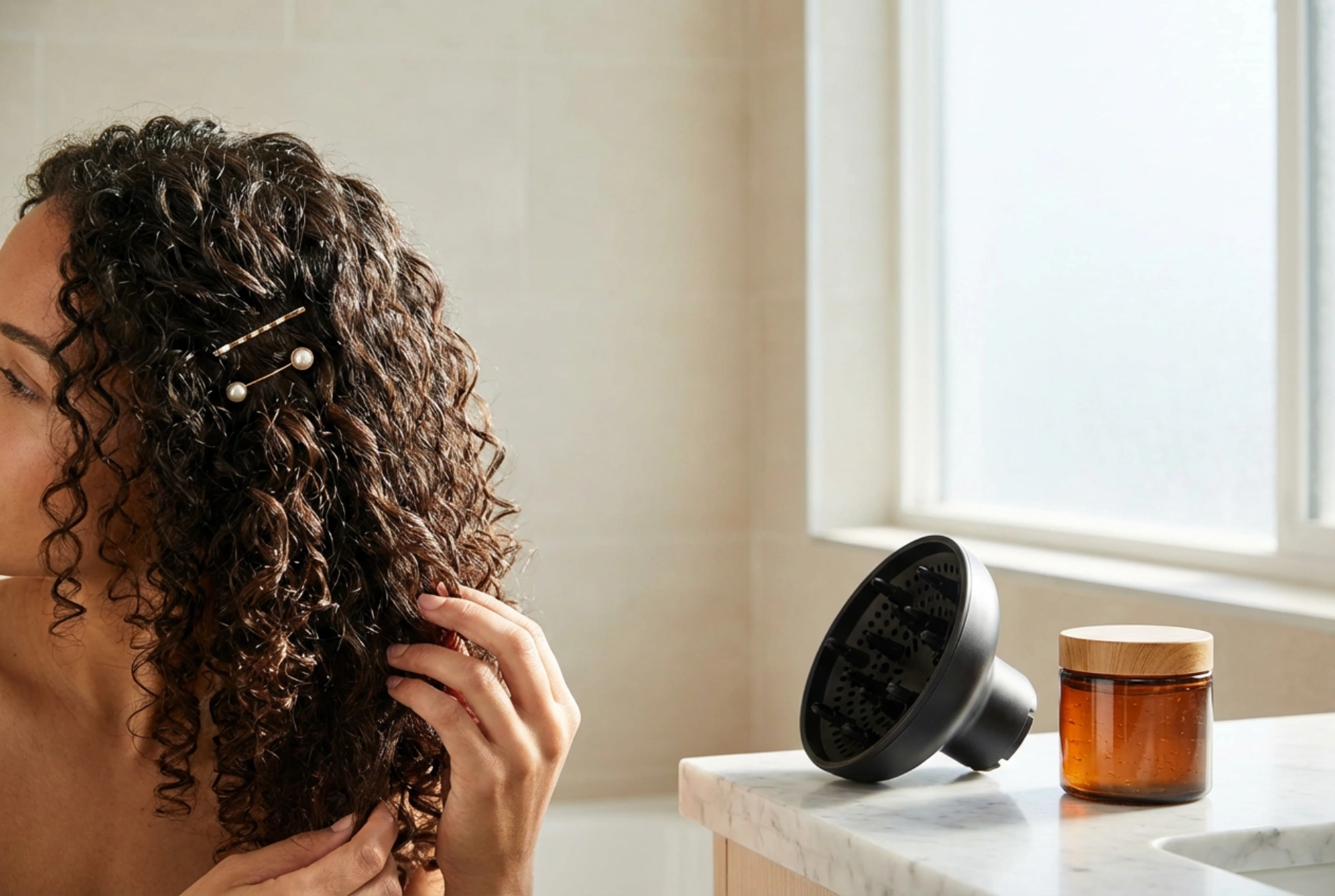 Hairstyling: Defined Curls with a Diffuser, Gel and Hairpins