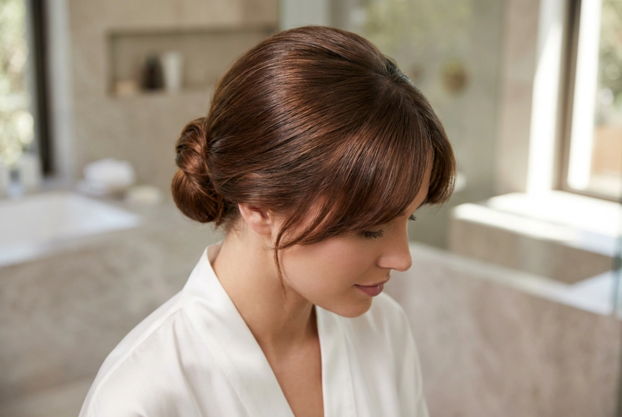 Buns with Fringe: Step-by-Step Elegant Bun Hairstyles