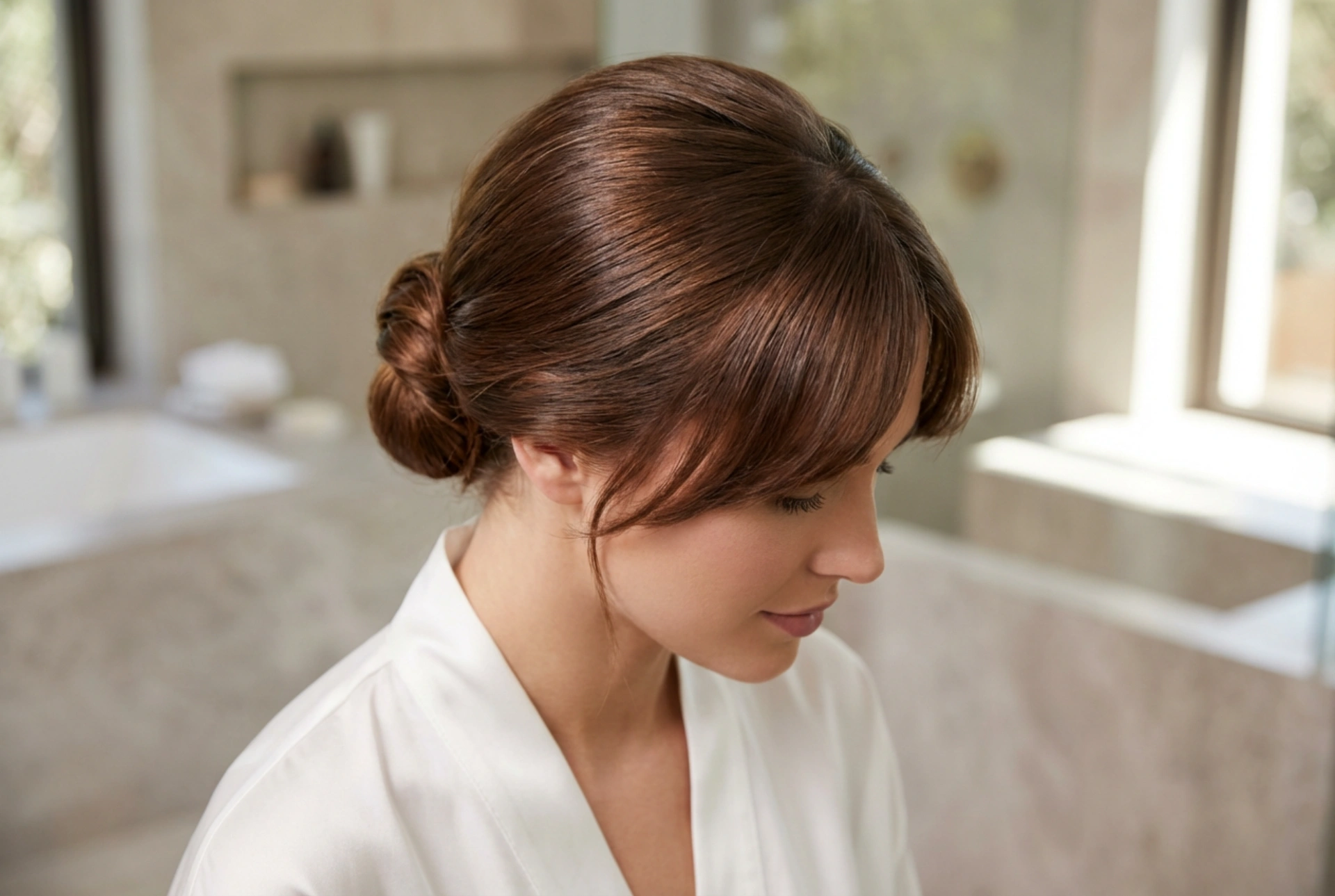 Buns with Fringe: Step-by-Step Elegant Bun Hairstyles