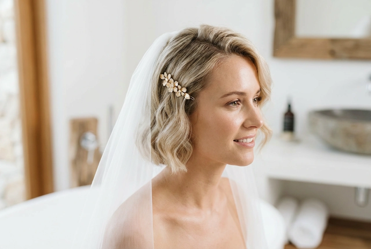 Short Hair Wedding Hairstyles: Soft Waves, Elegant Clips, and Veils