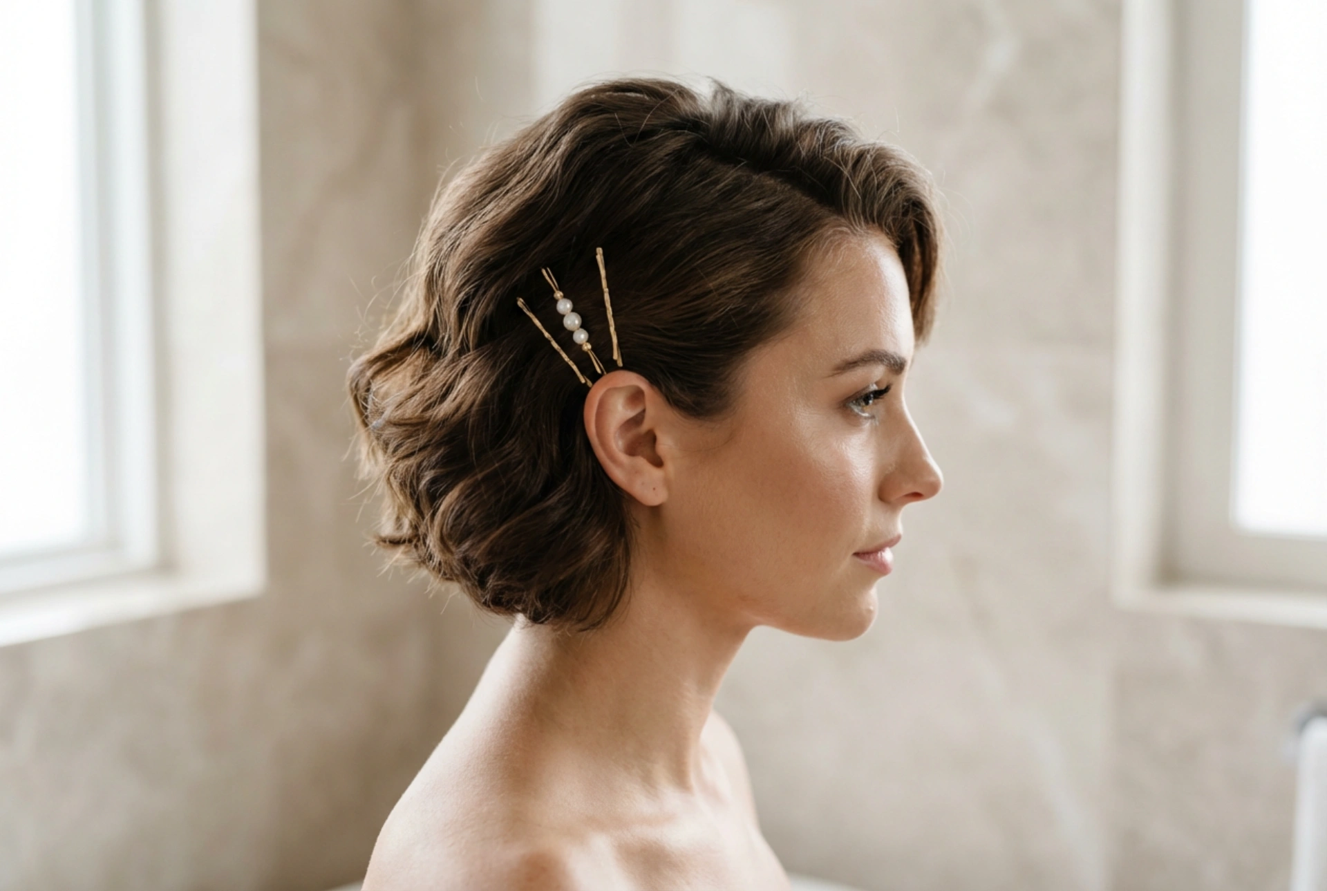 Short wedding hairstyles: volume and texture
