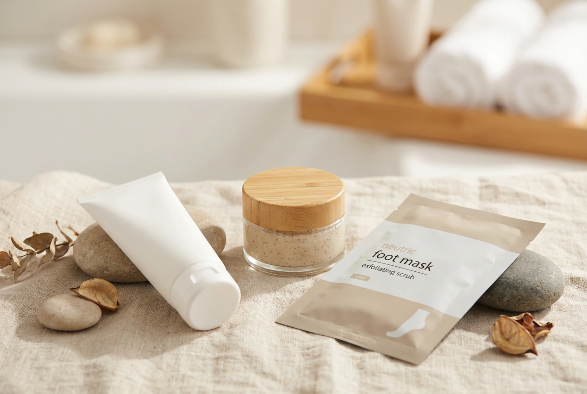 For Dry Heels: A Routine with a Mask, Scrub, and Occlusive Cream