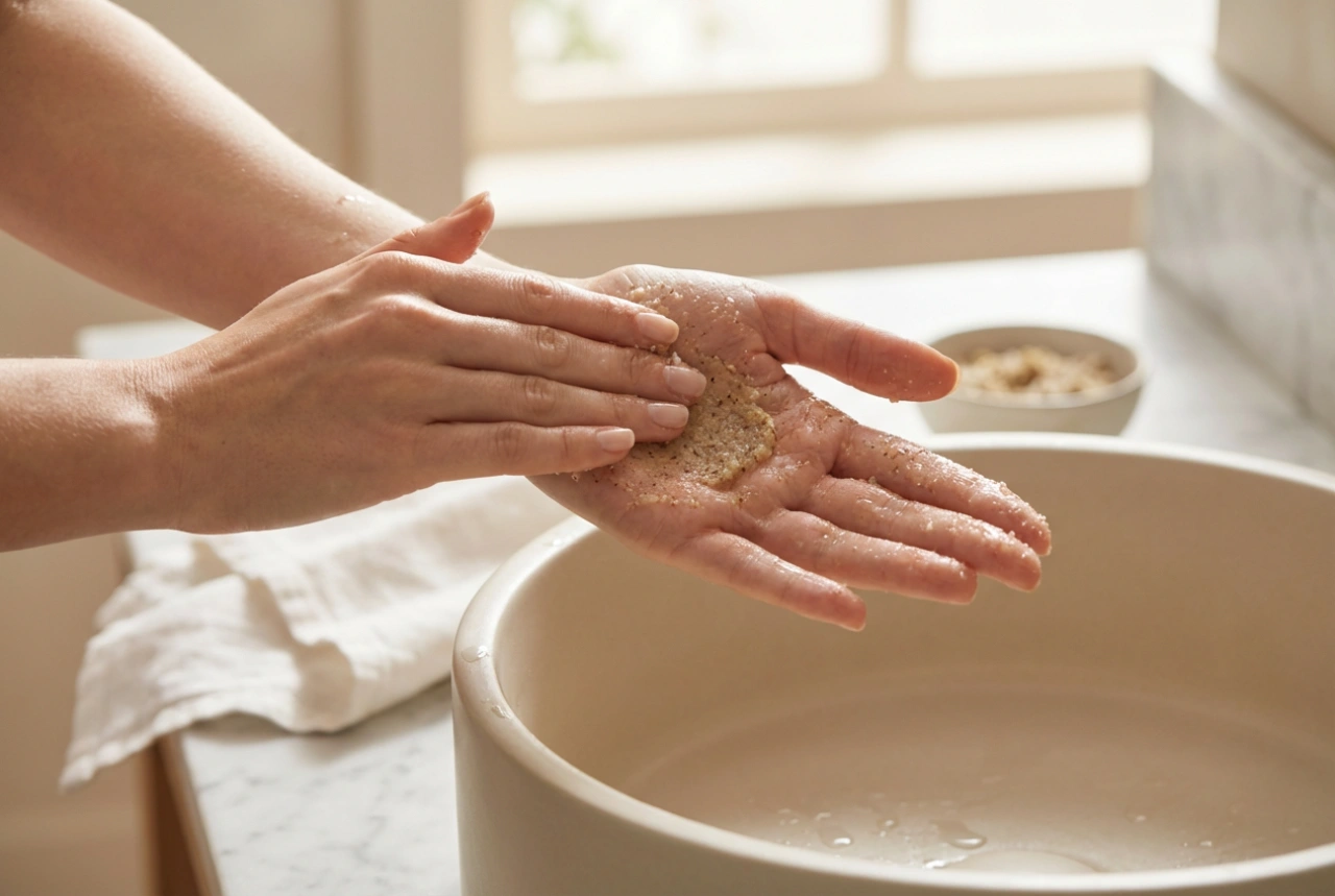 Quick Hand Scrub: Natural Home Ingredients and Massage Techniques