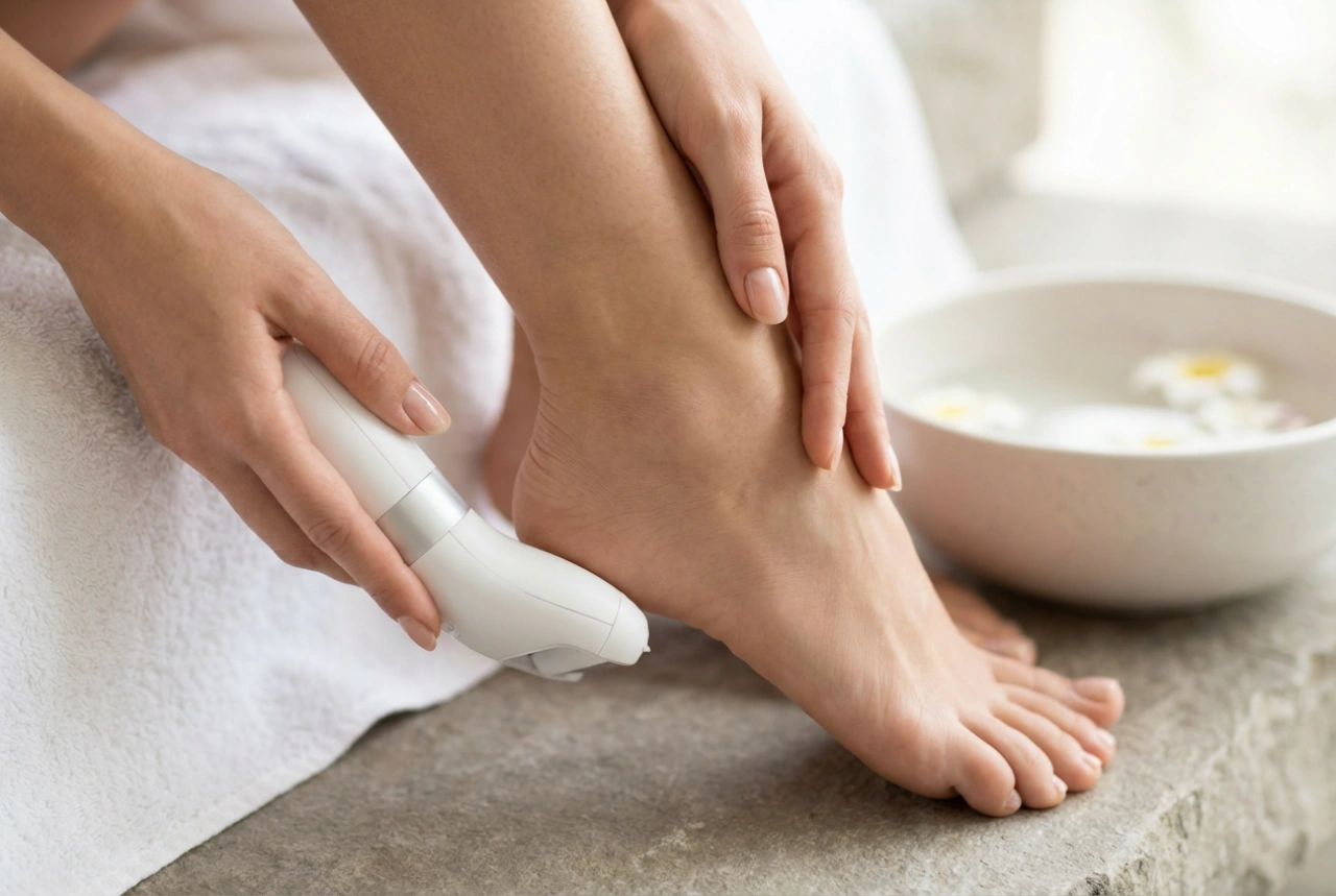 Professional electric foot file: safe use for a home pedicure