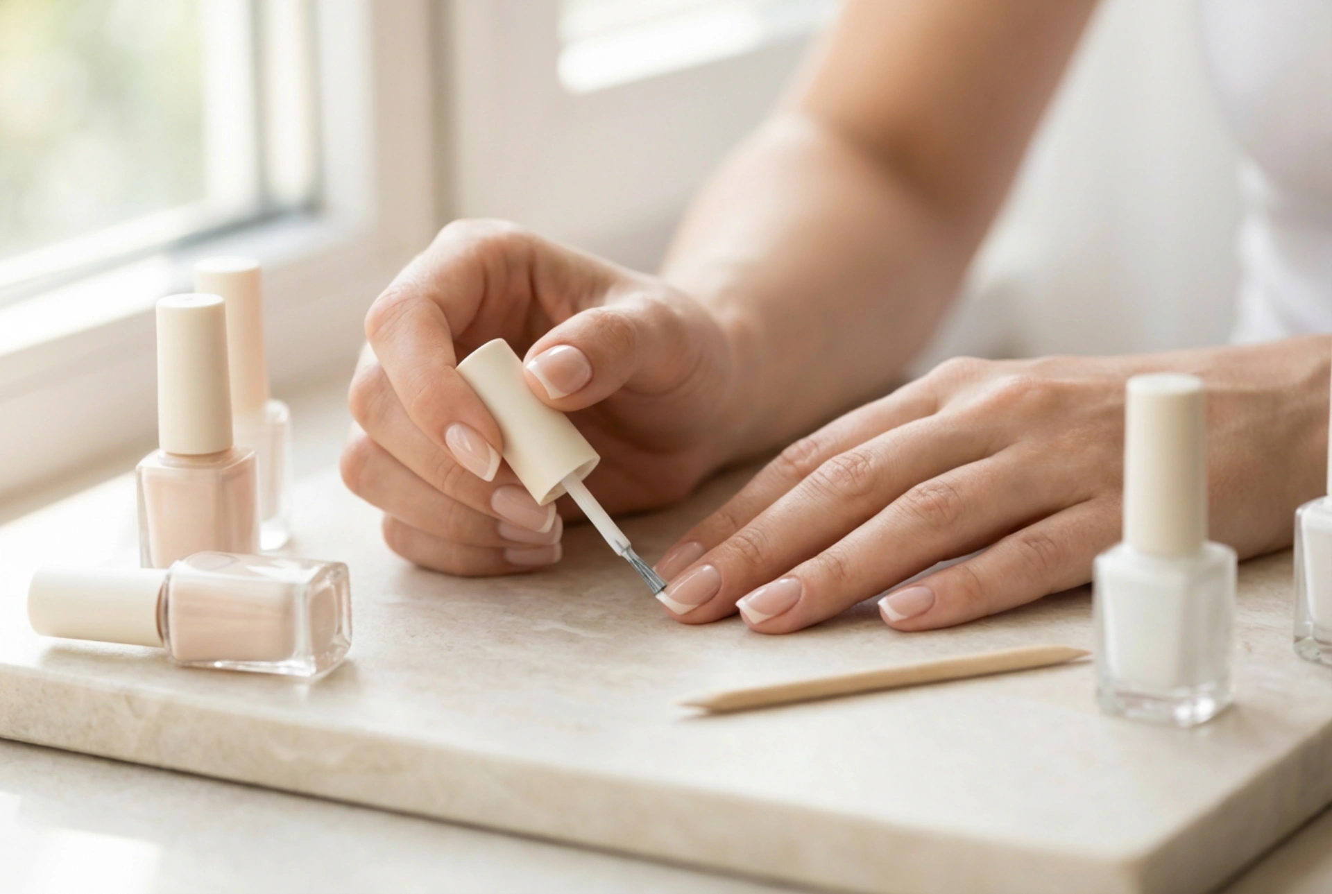 French Manicure Kit: Nail Preparation and Precise Painting