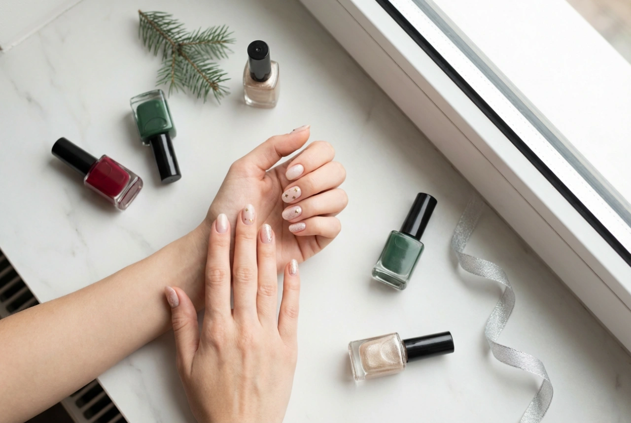 Festive Hybrid Nails: Preparation, Colours, and Subtle Designs