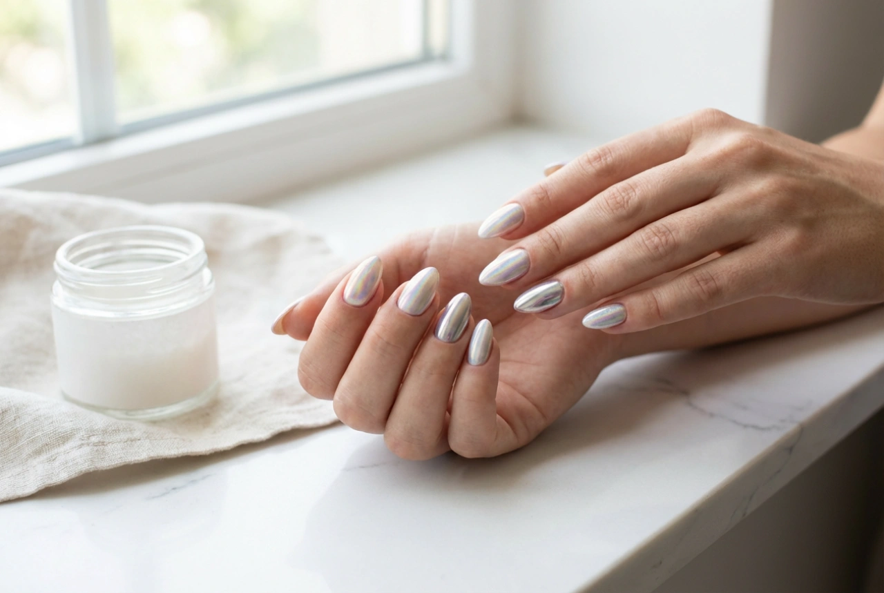 Hybrid Nails with Powder: How to Achieve Mirror, Mermaid and Holo Effects Without Streaks