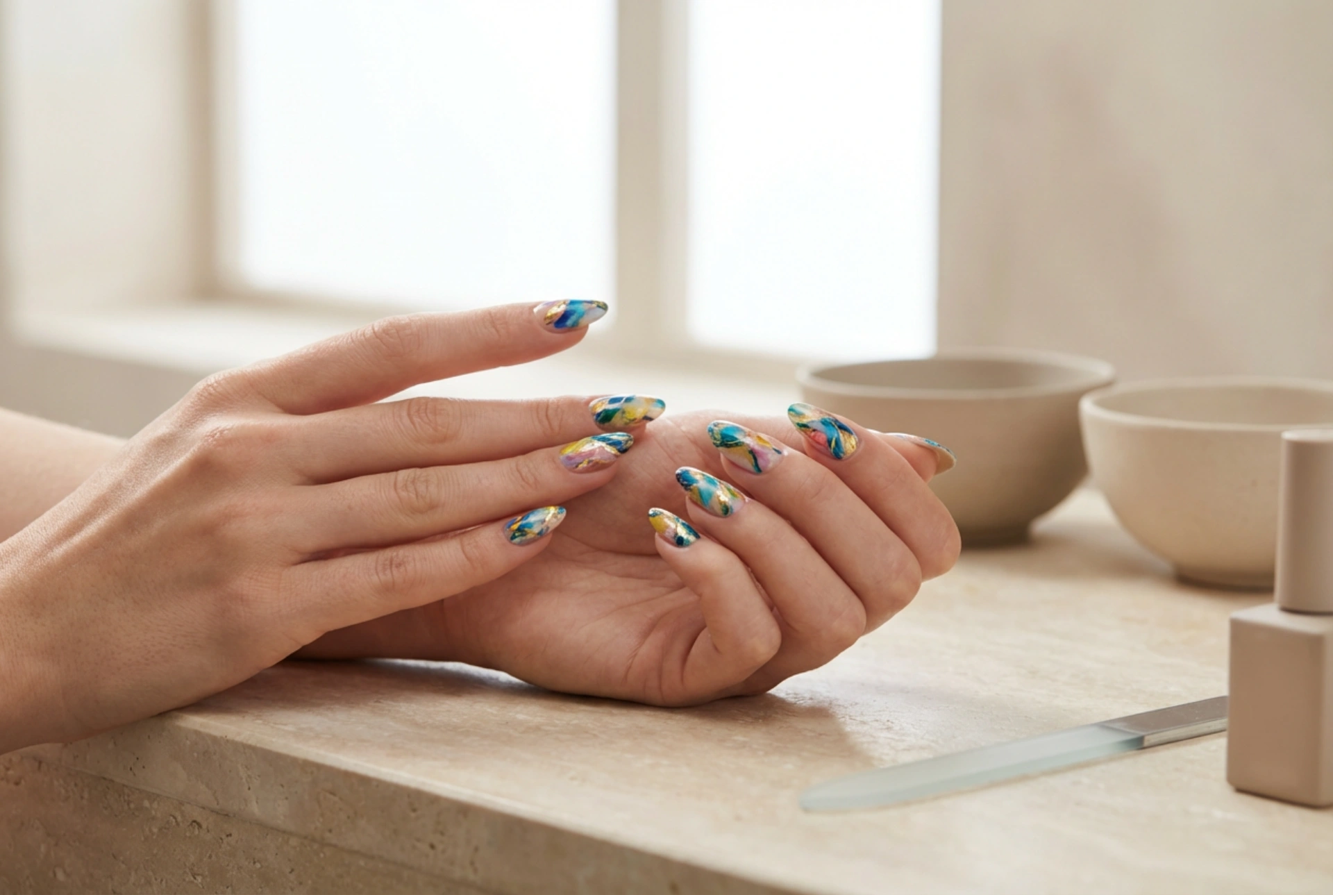Colourful Hybrid Nails: Combining Hues, Creating Patterns, and Ensuring a Lasting Finish
