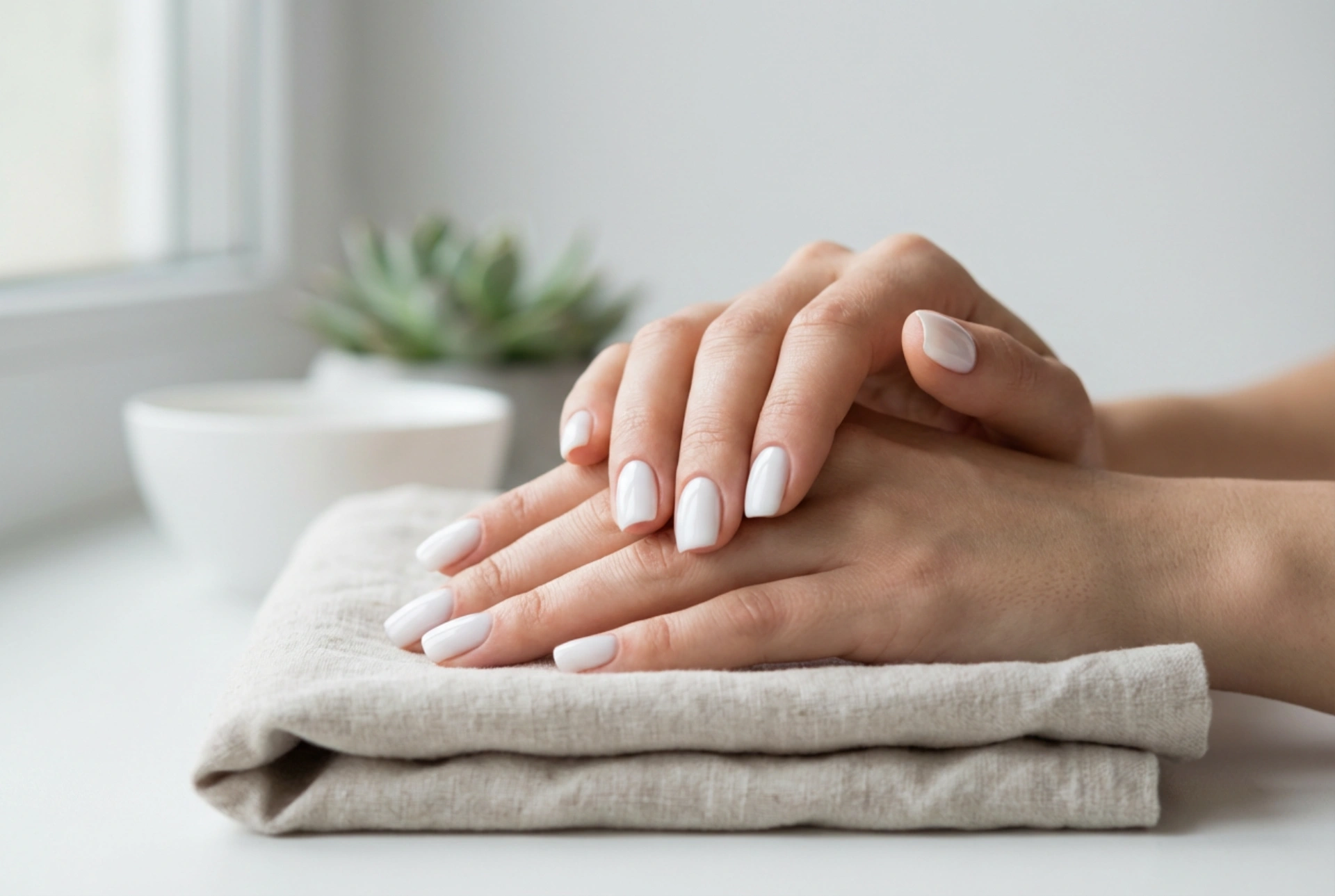 White Hybrid Nails: Smooth Coverage, Clean Lines and High Gloss