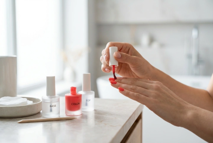 Hybrid Nails Step by Step: Preparation, Base, Colour, Top