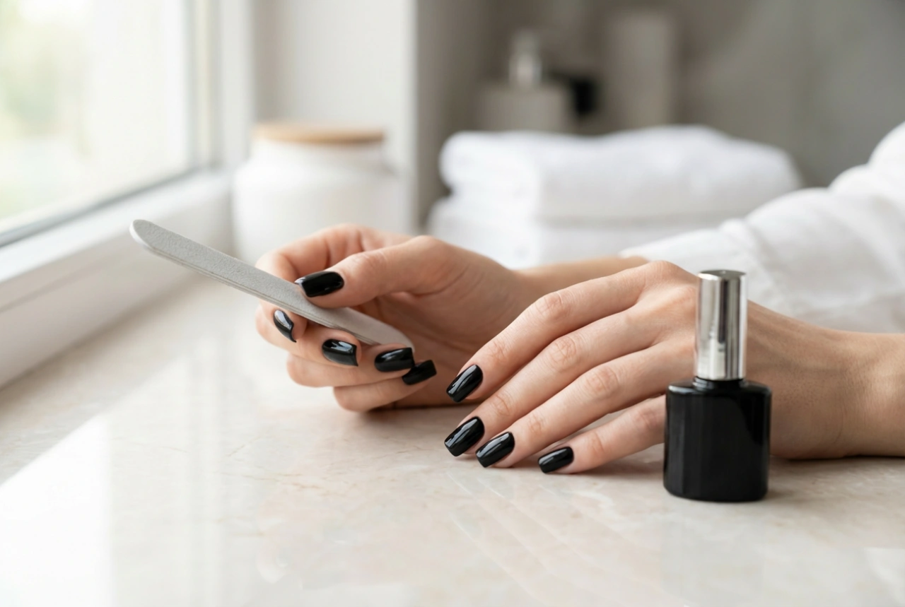 Square Black Nails: Filing, Painting, and Protecting