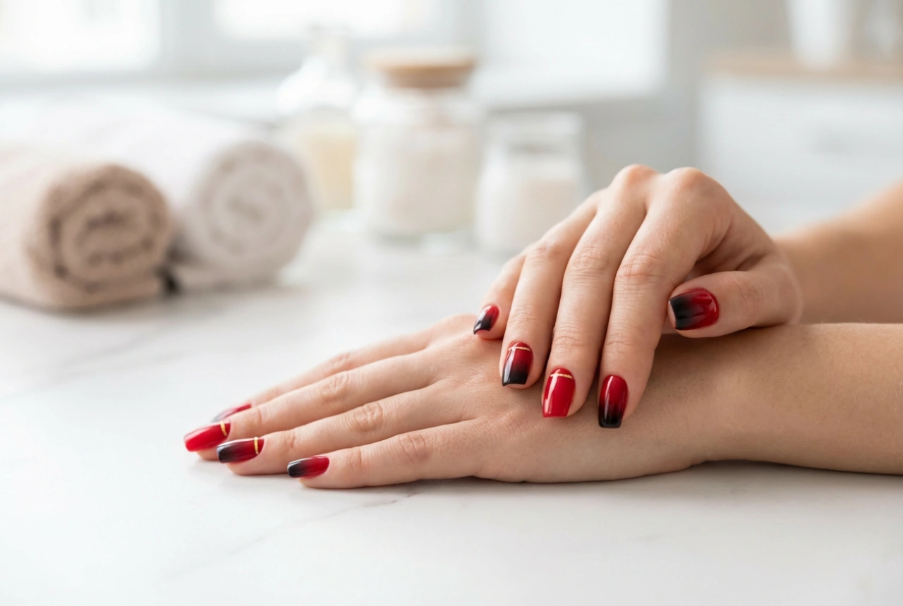 Red and Black Nails: Colour Combinations, Ombre, and Nail Art