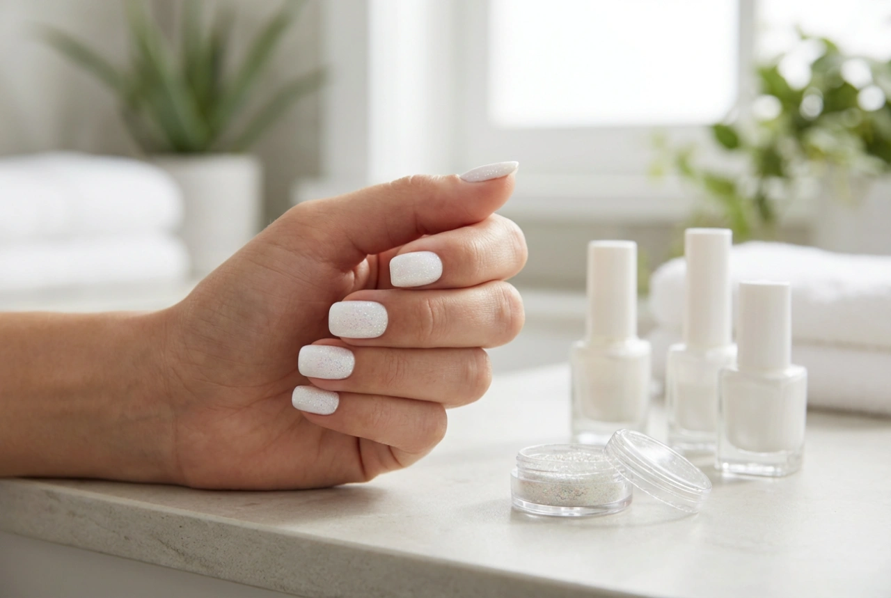 White Glitter Nails: Preparation, Application, and Long-Lasting Protection