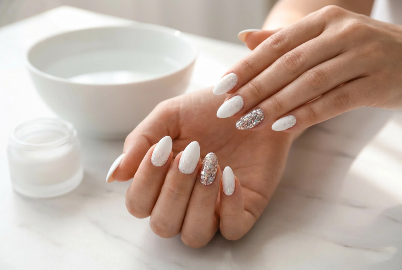 White Nails with Glitter: From Subtle Accents to Full Coverage