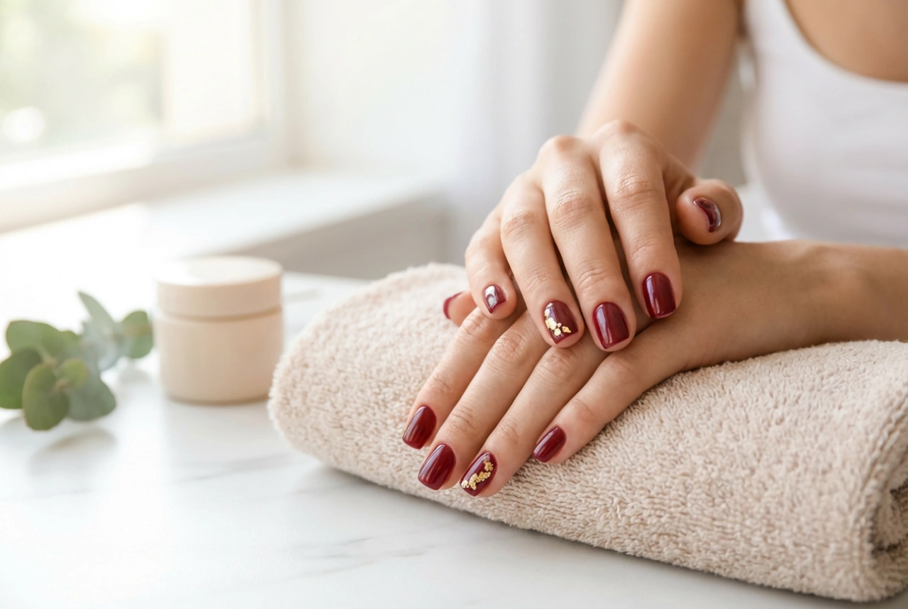 Bordeaux and gold nails: how to combine shades and nail art step-by-step