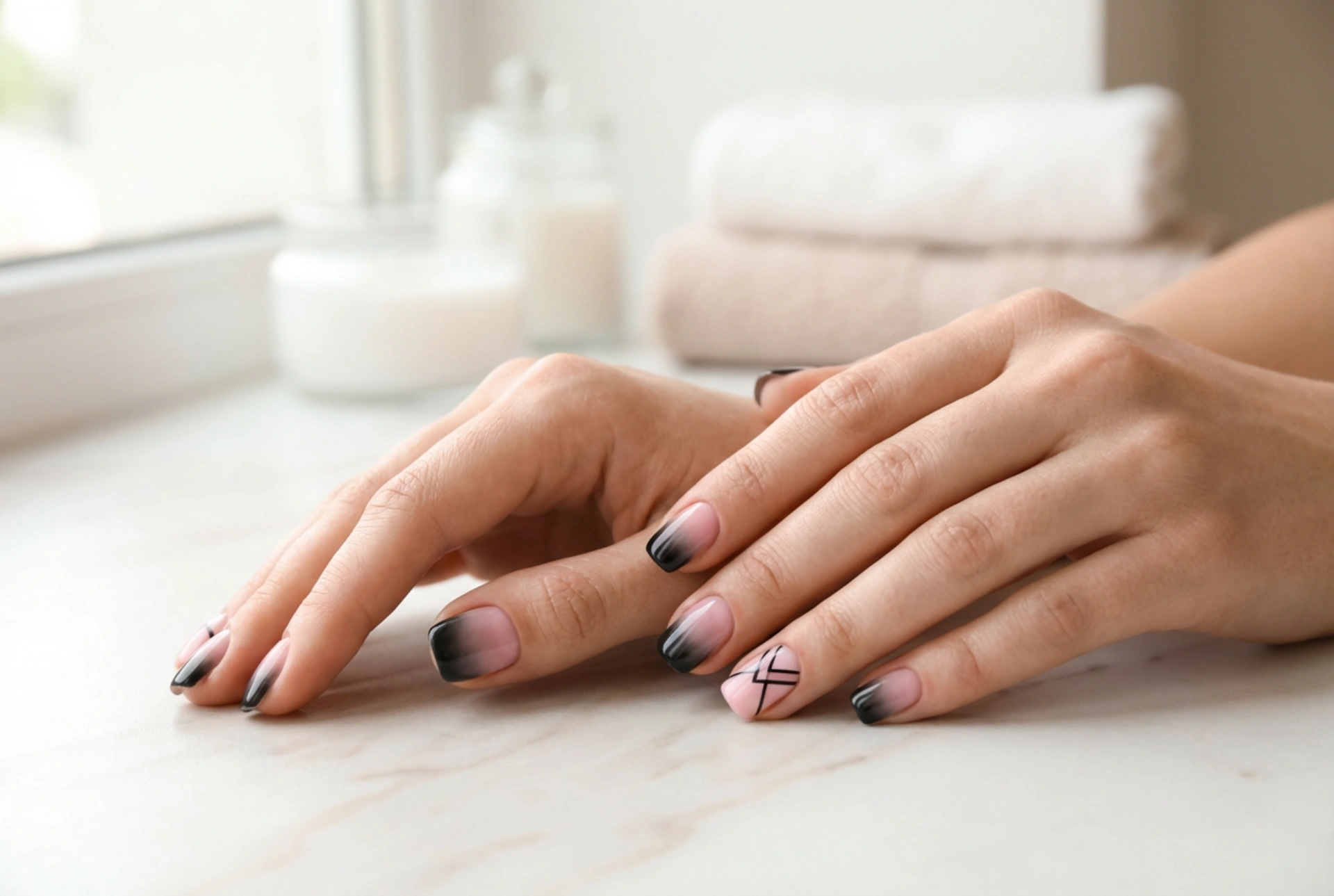 How to Combine Colours in Black and Pink Nails: Ombre and Patterns