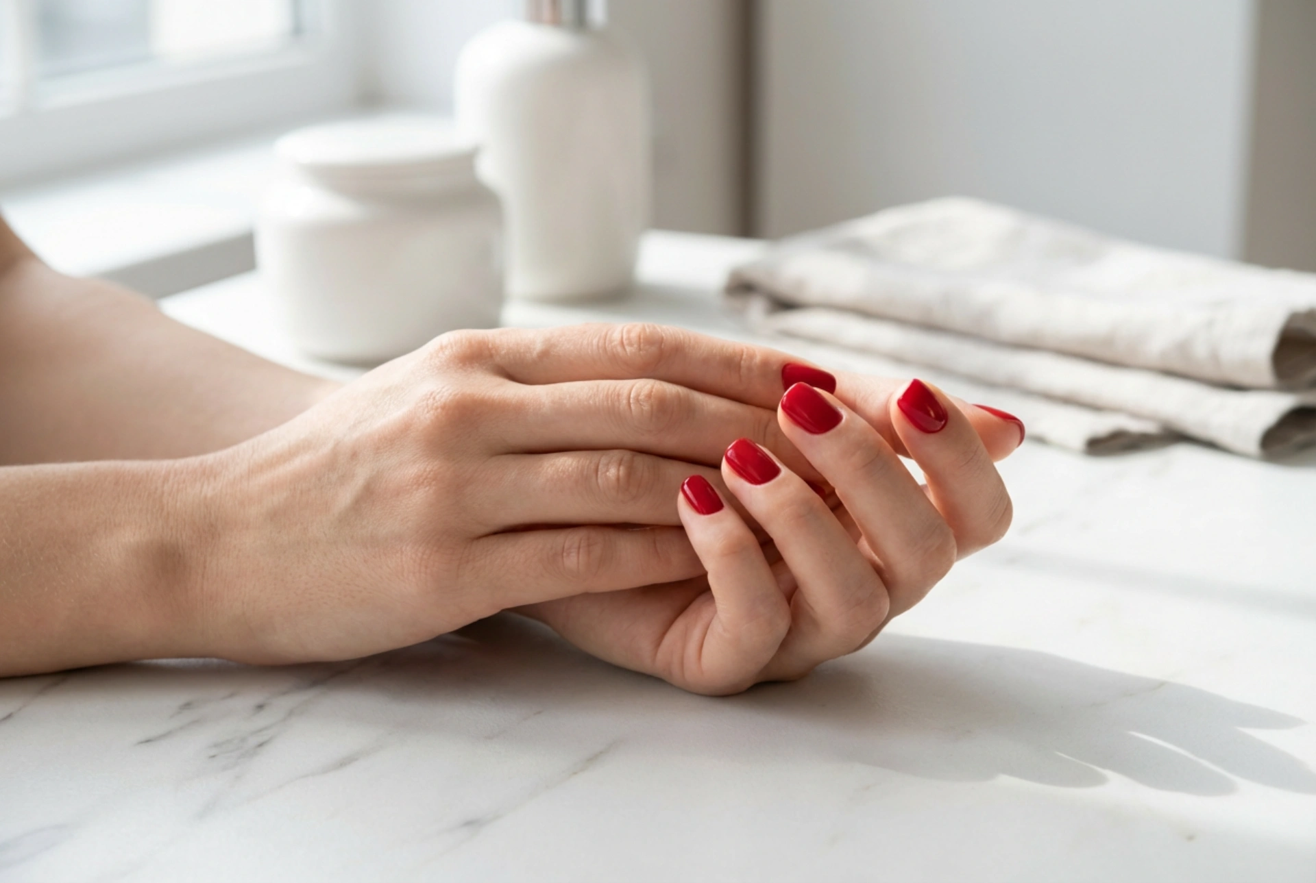 Red manicure for short nails: optical elongation and style tricks