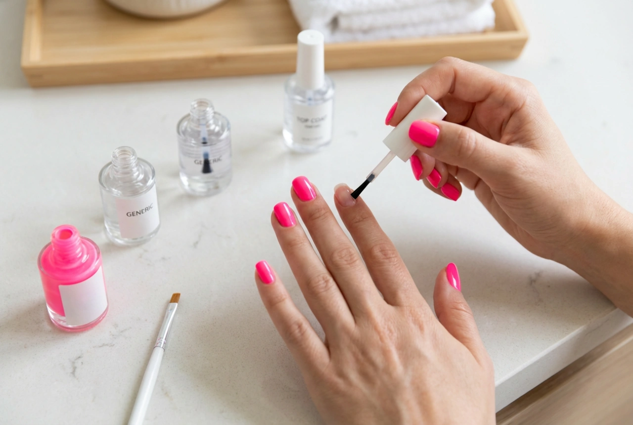 Neon Pink Nails Step by Step: Base, Layers, and Top Coat