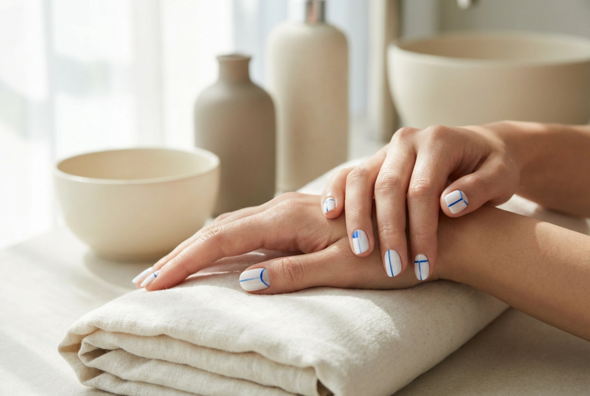 Blue and White Nails: Simple Designs and Clean Lines