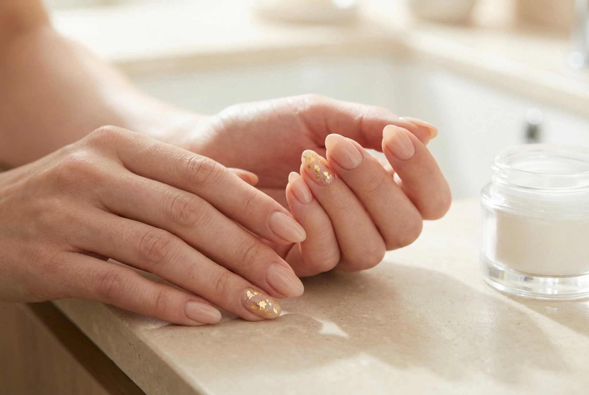 Nude Nails with Gold: Elegant Accents, Foils, and Powders