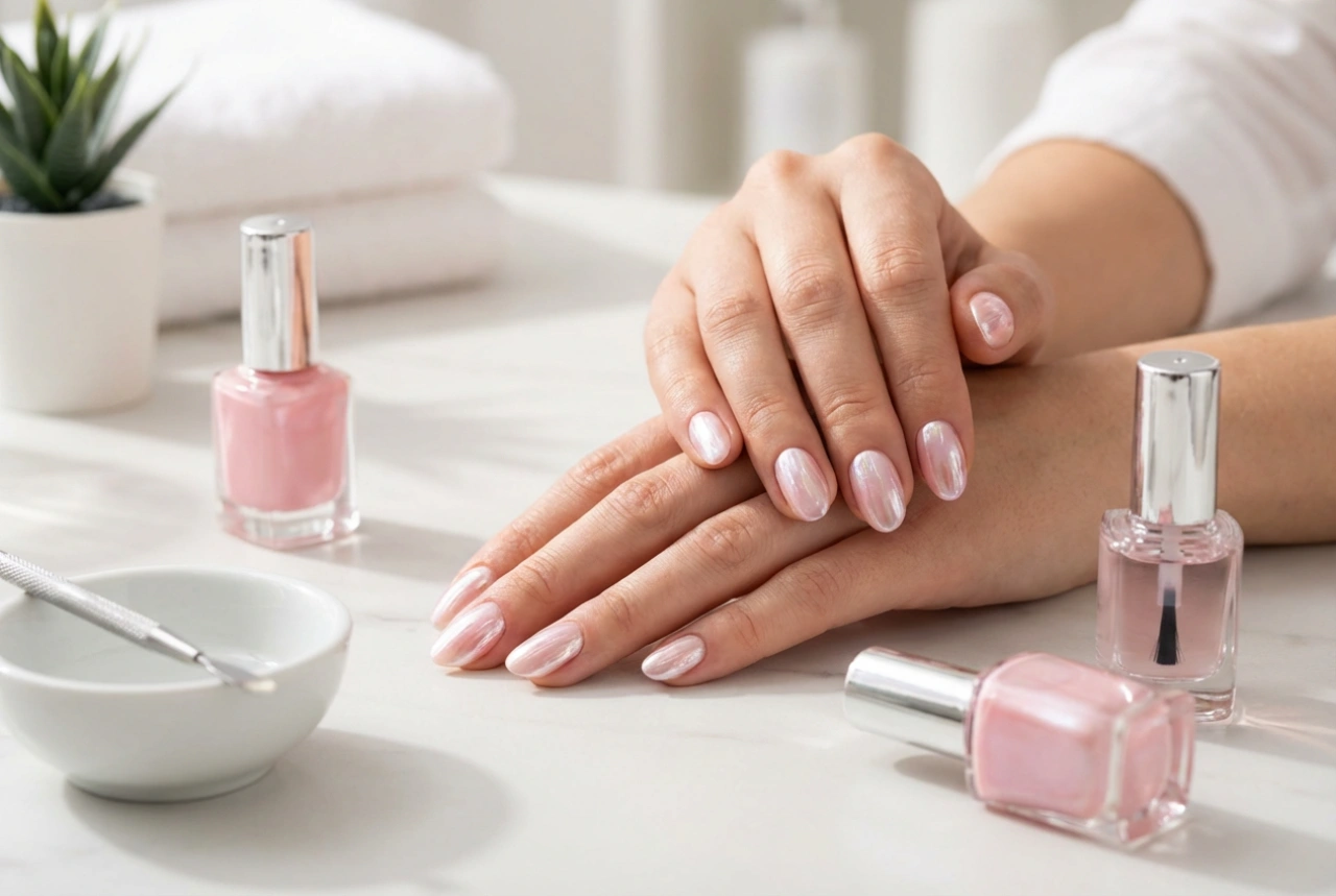 Pearl Pink Nails: The Shell Effect Step by Step