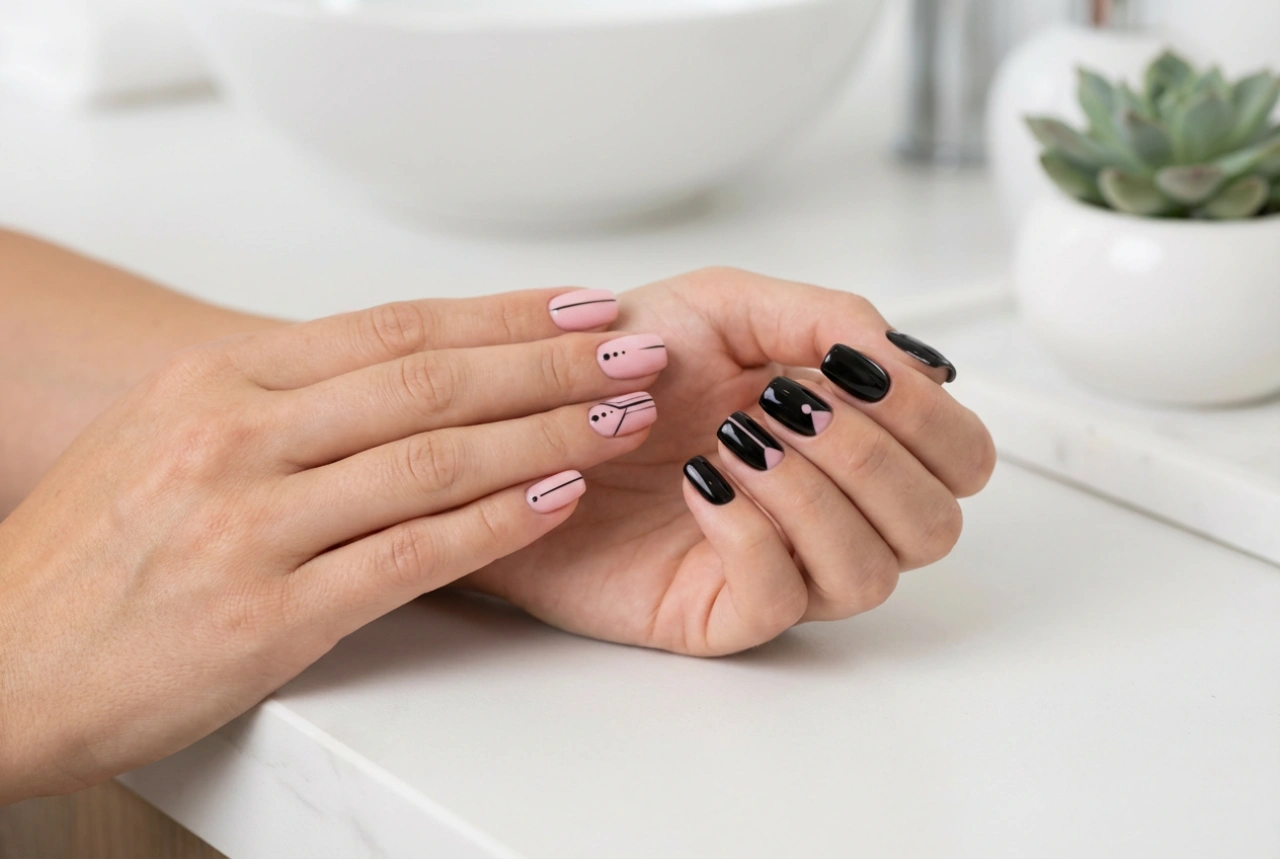 Pink and Black Nails: Contrast Ideas and Simple Techniques
