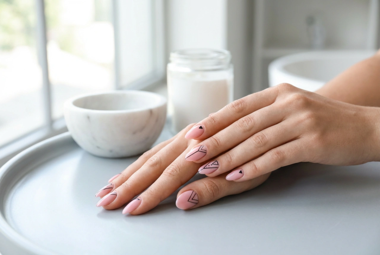 Pink and Black Nails: Geometric Patterns and Precise Lines