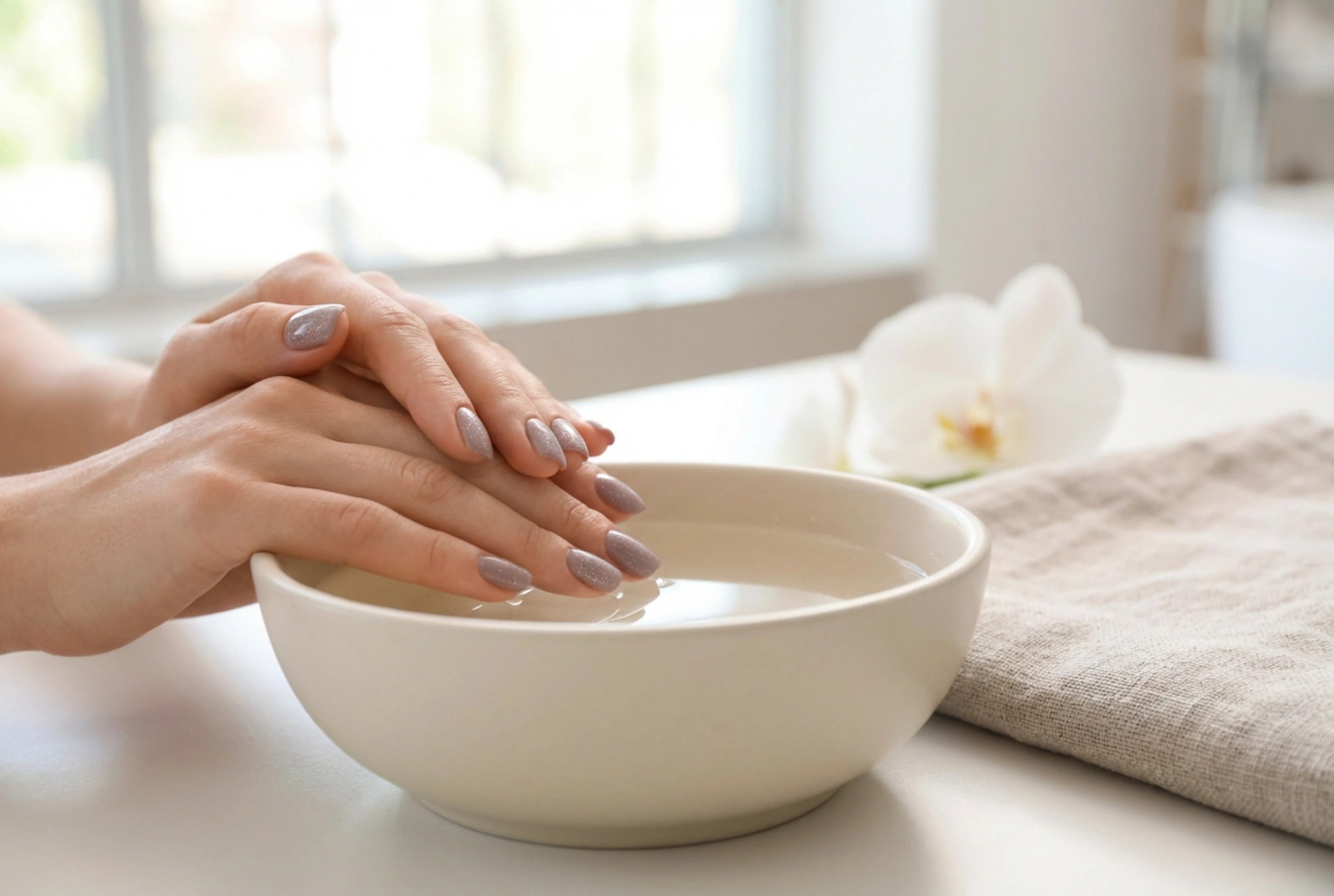 Pink and Grey Nails with Glitter: Elegant Shine Without Excess