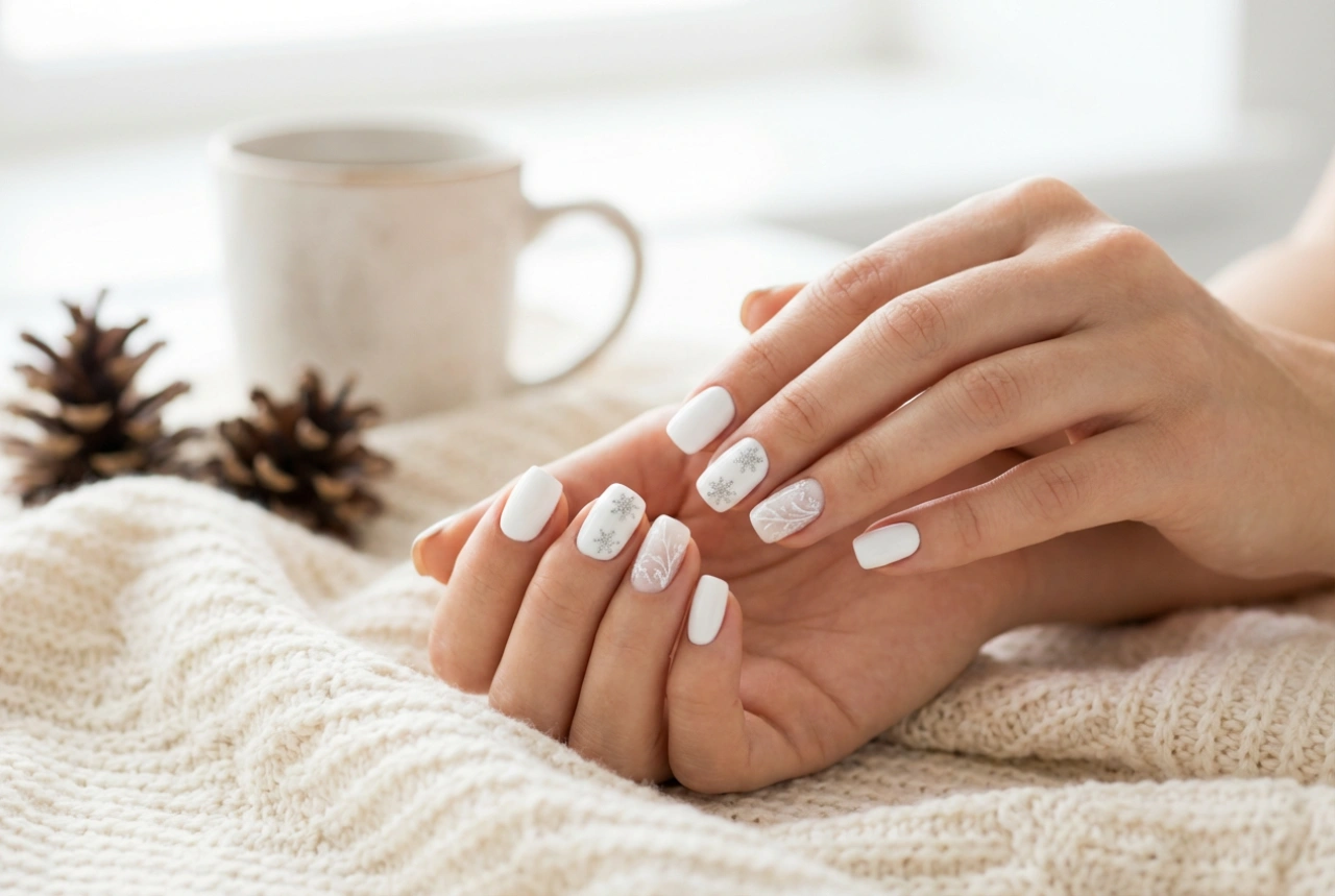 Як зробити білі святкові нігті: візерунки, прикраси та блиск