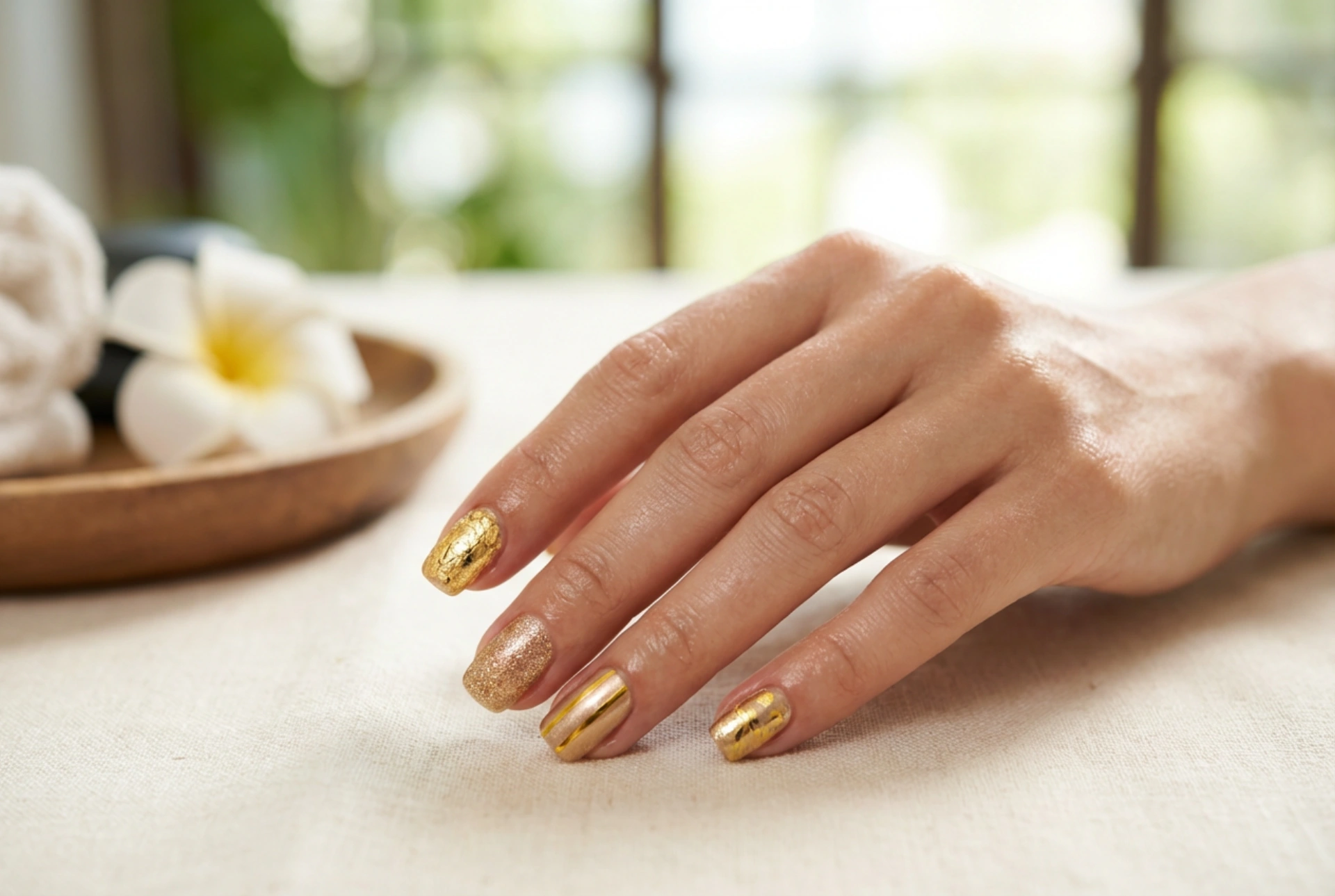 Golden Nail Art: Foils, Tapes, Stickers, and Powders