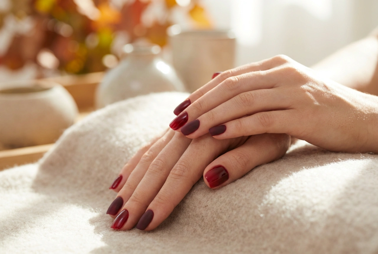 Burgundy Ombre Nails: Autumn Combinations and Matte/Glossy Finishes