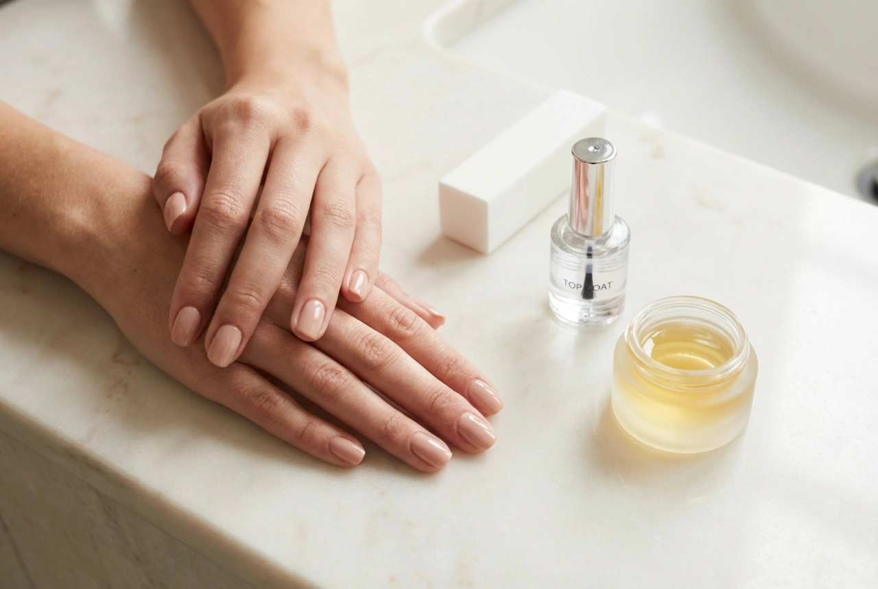Salon-Worthy Shiny Nails: Buffing, Top Coat, and Care