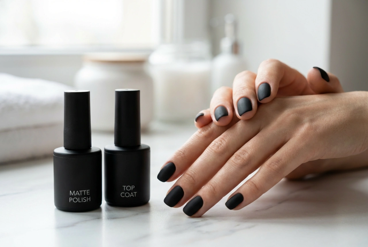 Streak-Free Matte Black Nails: The Perfect Base and Matte Finish