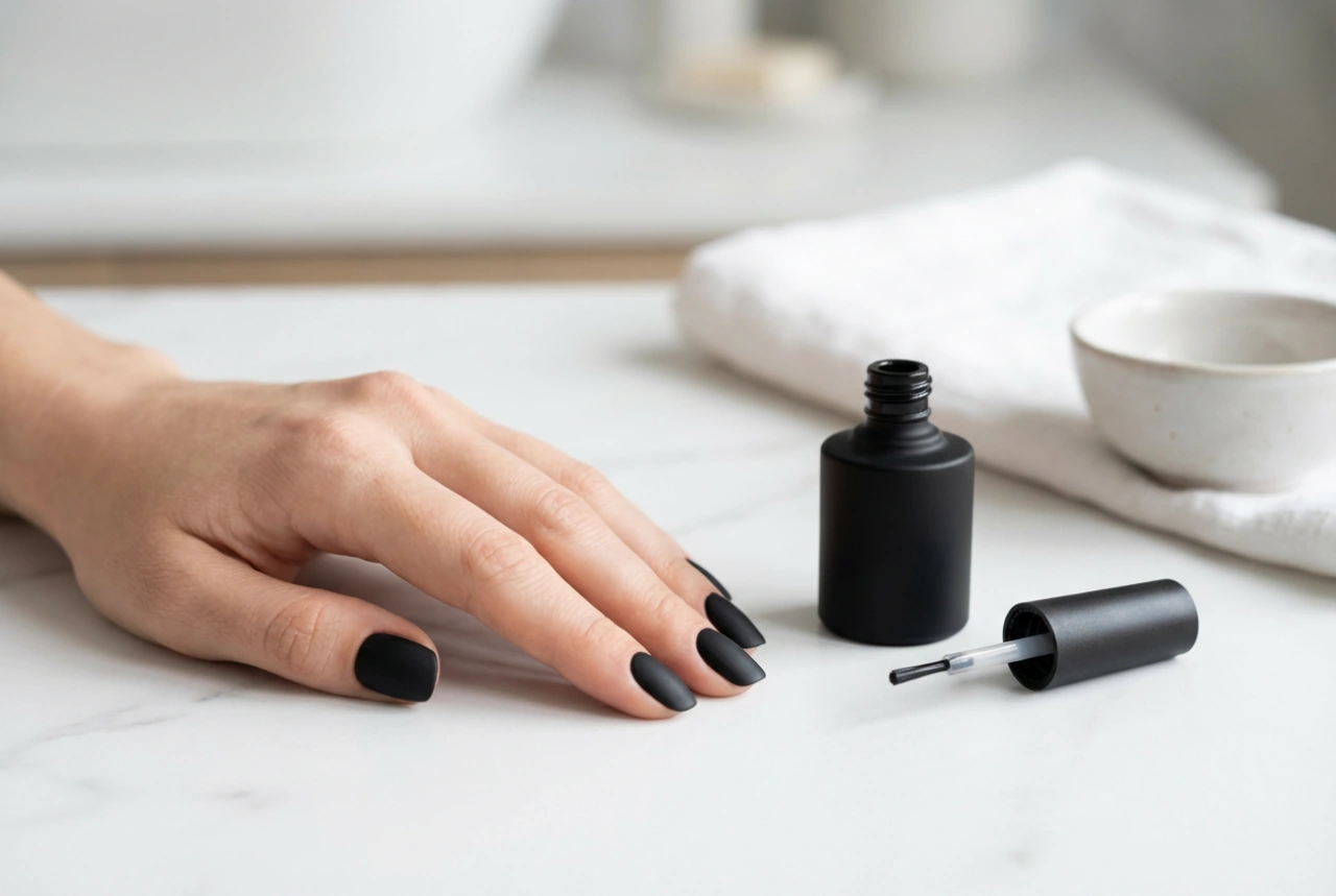 Streak-Free Black Matte Nail Polish: Preparation and Application