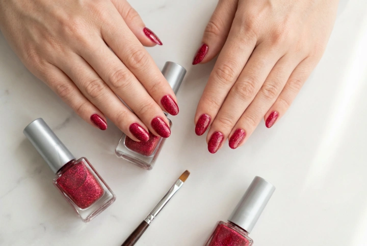 Red Glitter Nails Step-by-Step: Base, Glitter, and Finish
