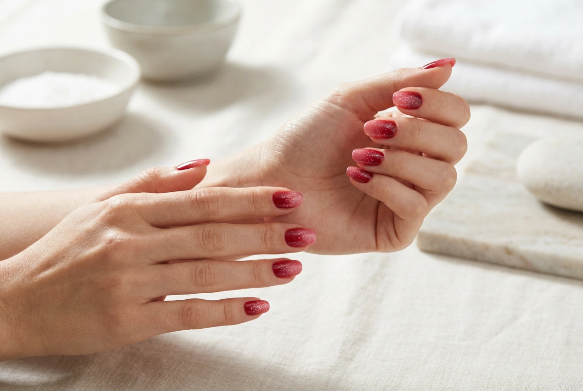 Red Ombre Nails with Glitter: Smooth Transitions and a Mess-Free Sparkle