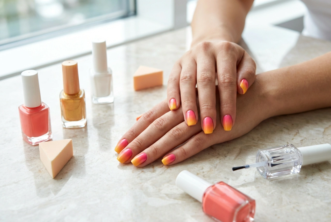 Colourful Ombre Nails: Blending Shades, Using a Sponge, and Setting the Look