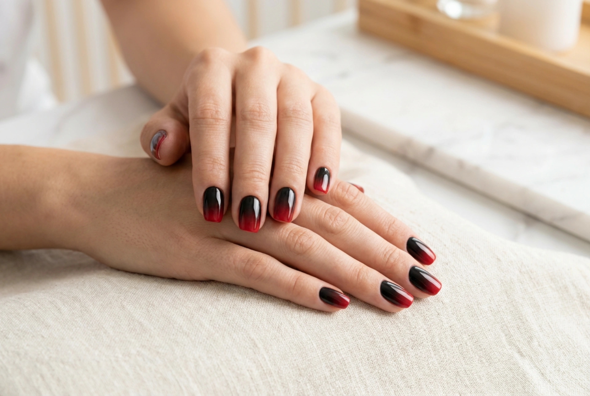 Black and Red Ombre Nails: A Smooth Transition Without Streaks or Smudges