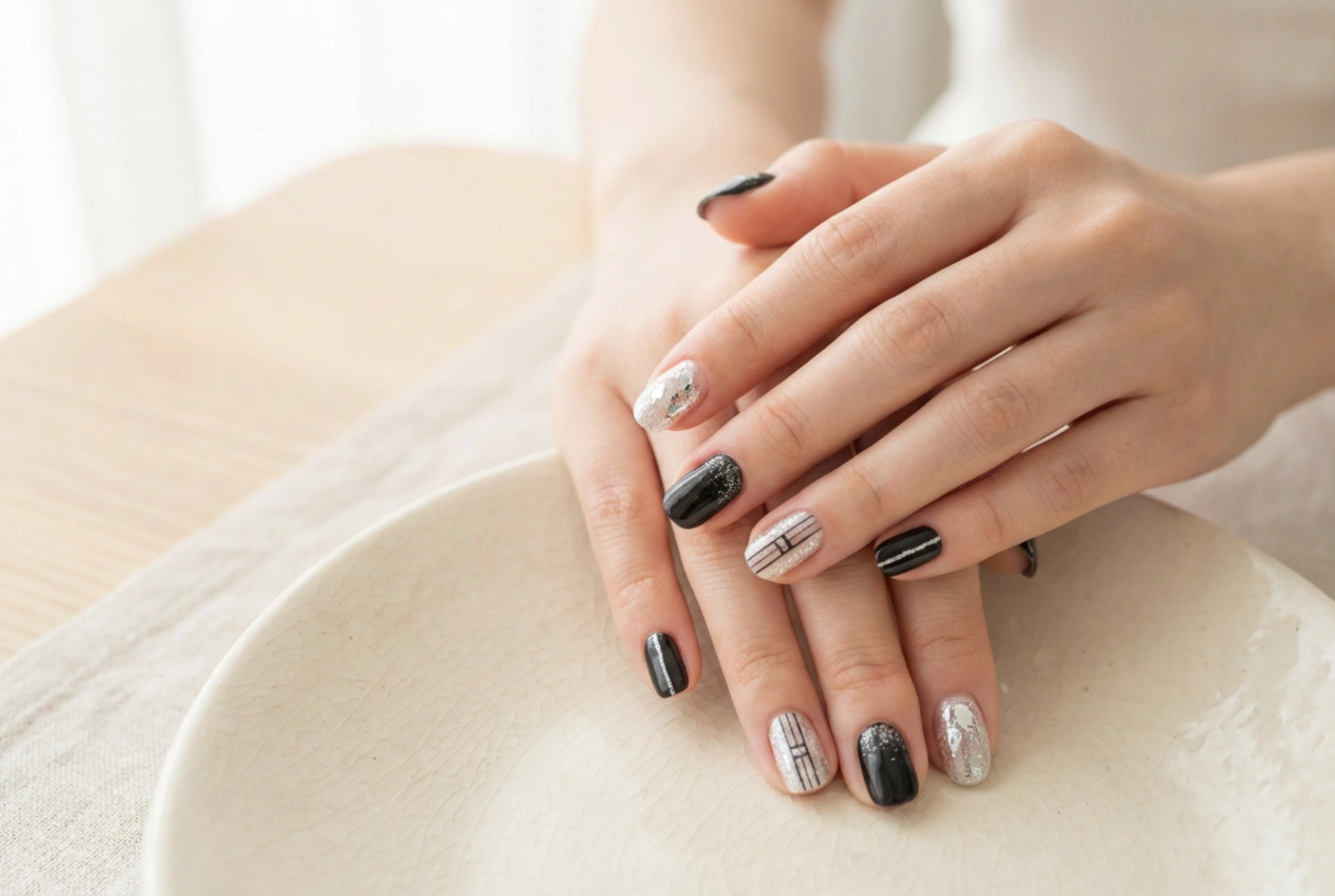 Black and Silver Nails: How to Combine Silver with Black, Lines, Foils, and Glitter
