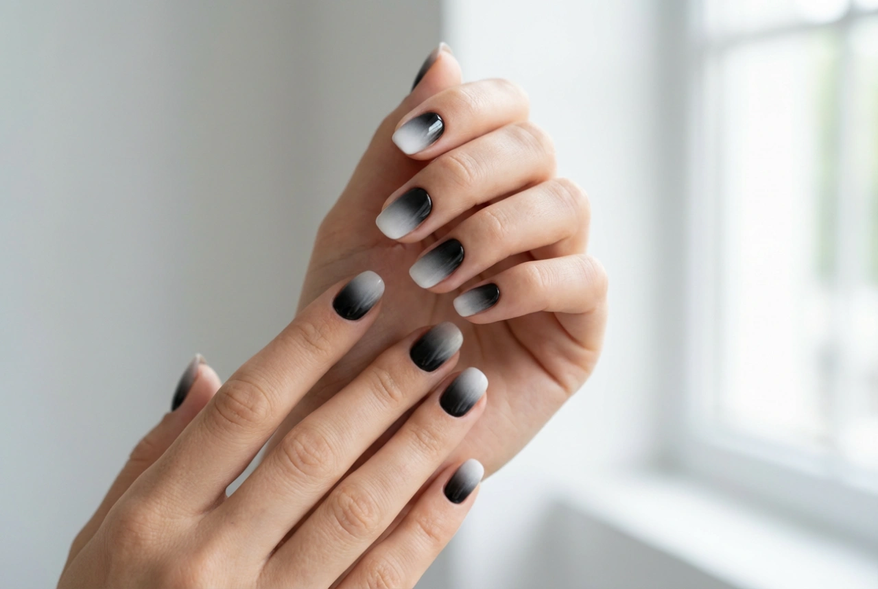 Black and White Ombre Nails: Achieving a Seamless, Streak-Free Gradient