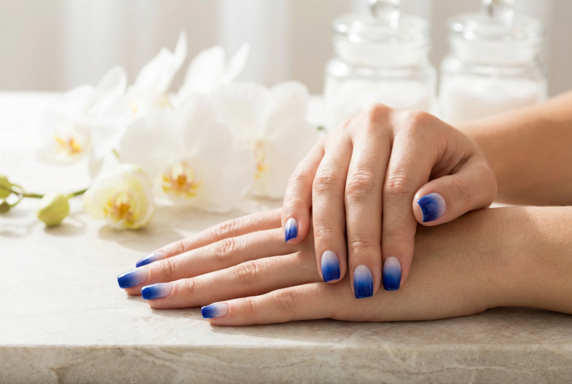 Cobalt Ombre Nails: Deep Saturated Blue with a Seamless Transition